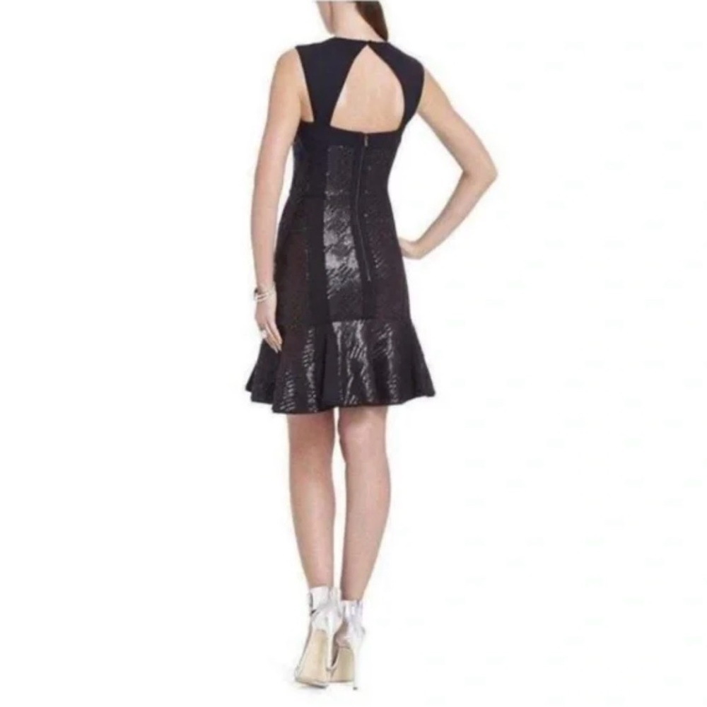 BCBGMAXAZRIA Noelle Black Sequin Flounce Mini Dress Size 8 NWT - Picture 2 of 16